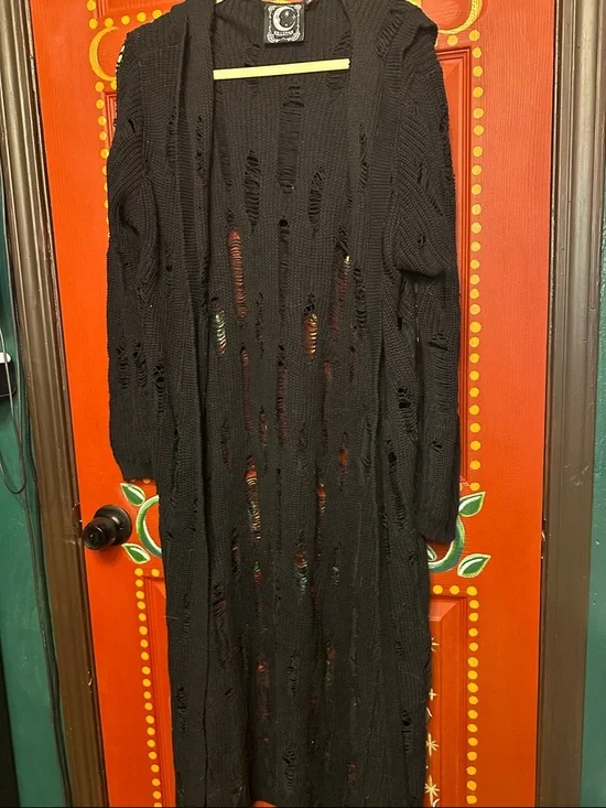 Killstar Black Distressed Knit Cardigan - Picture 1 of 4